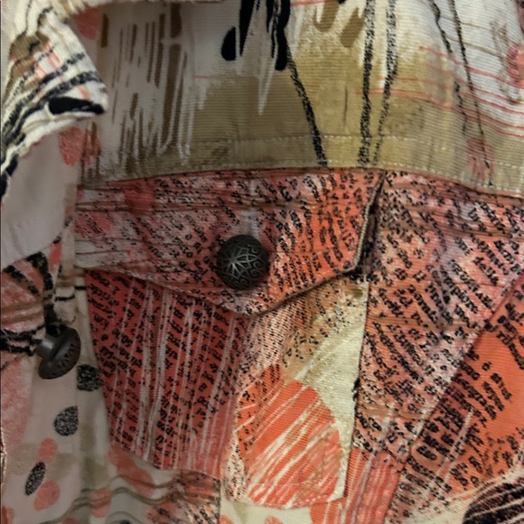 Christopher & Banks Artistic Jean Jacket - Cream, Red, Black - Picture 4 of 7